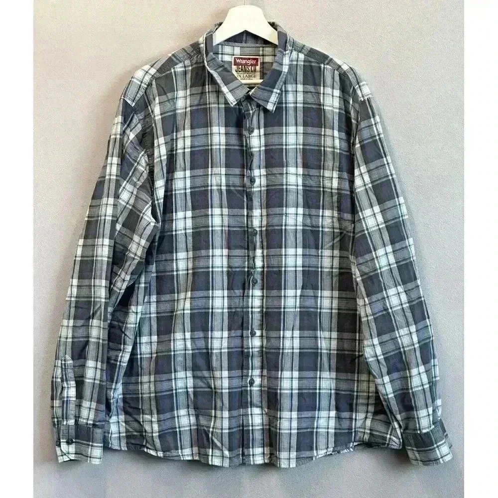 Wrangler Jeans Co Plaid Western Shirt Men's 2XL Lightweight Flannel‎ Long Sleeve